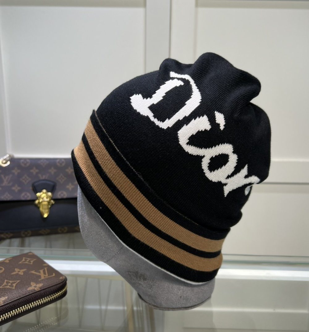 Dior Pompom Beanie In Black
