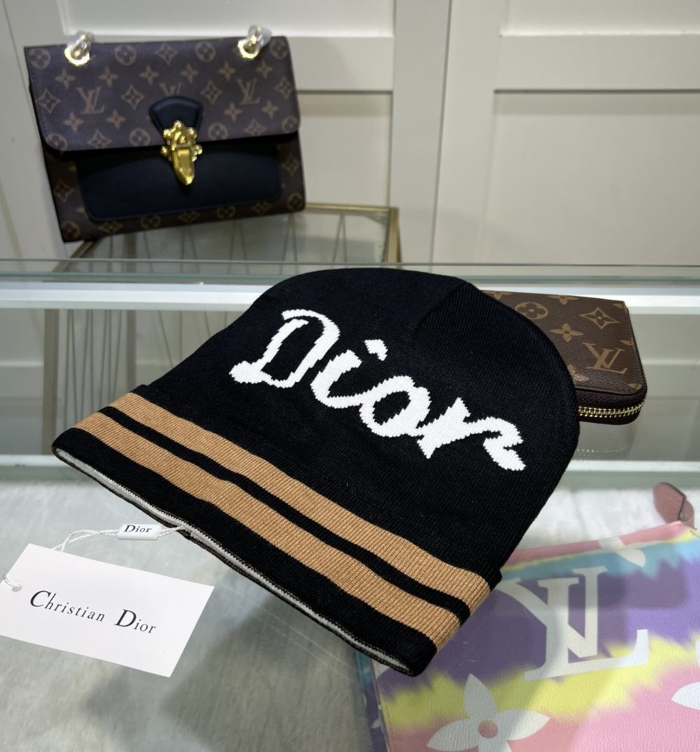 Dior Pompom Beanie In Black