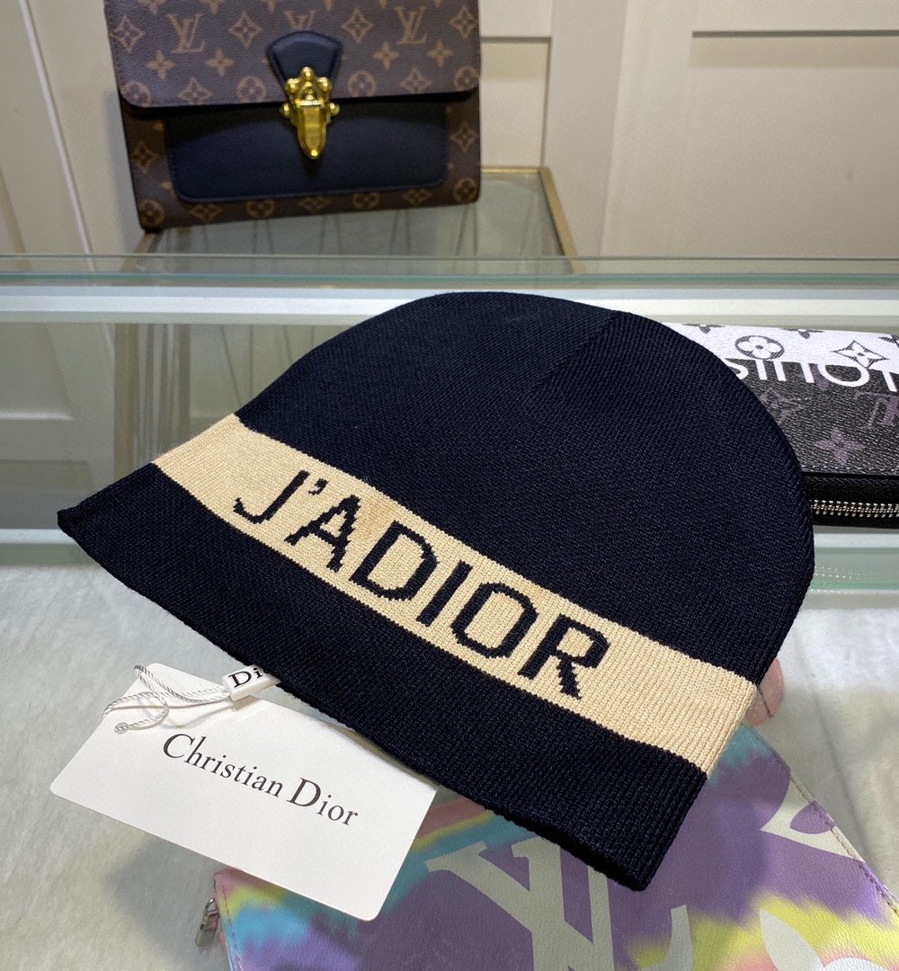 Dior Pompom Beanie In Black