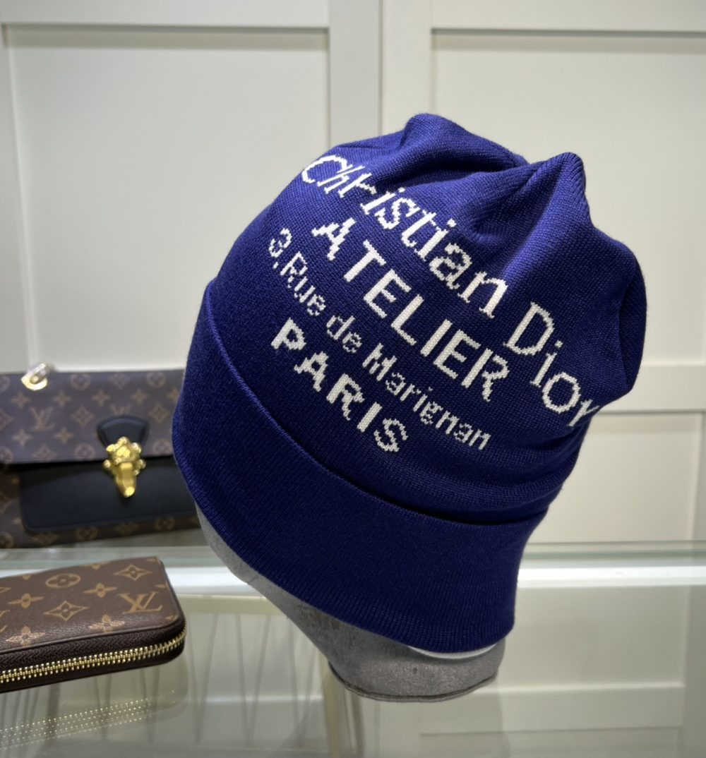 Dior Pompom Beanie In Blue