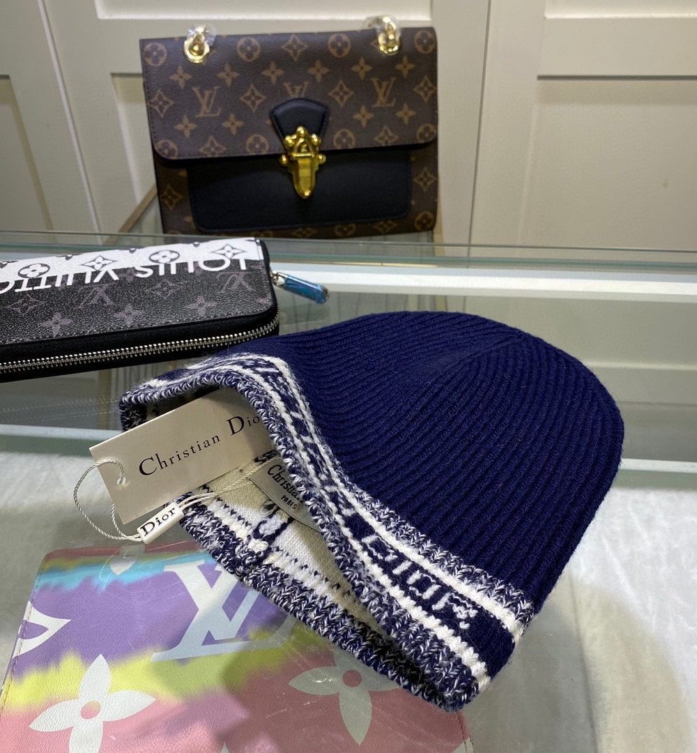 Dior Pompom Beanie In Blue