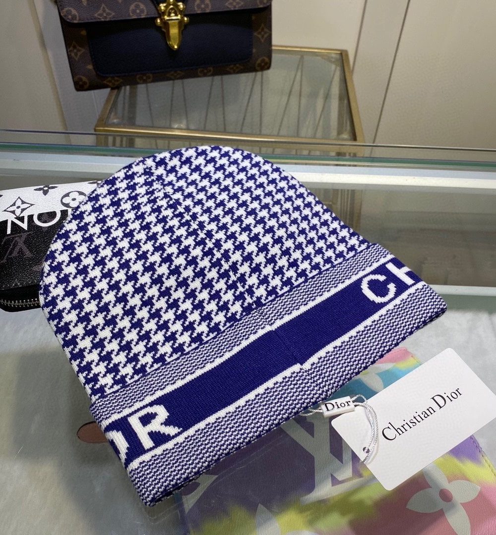 Dior Pompom Beanie In Blue