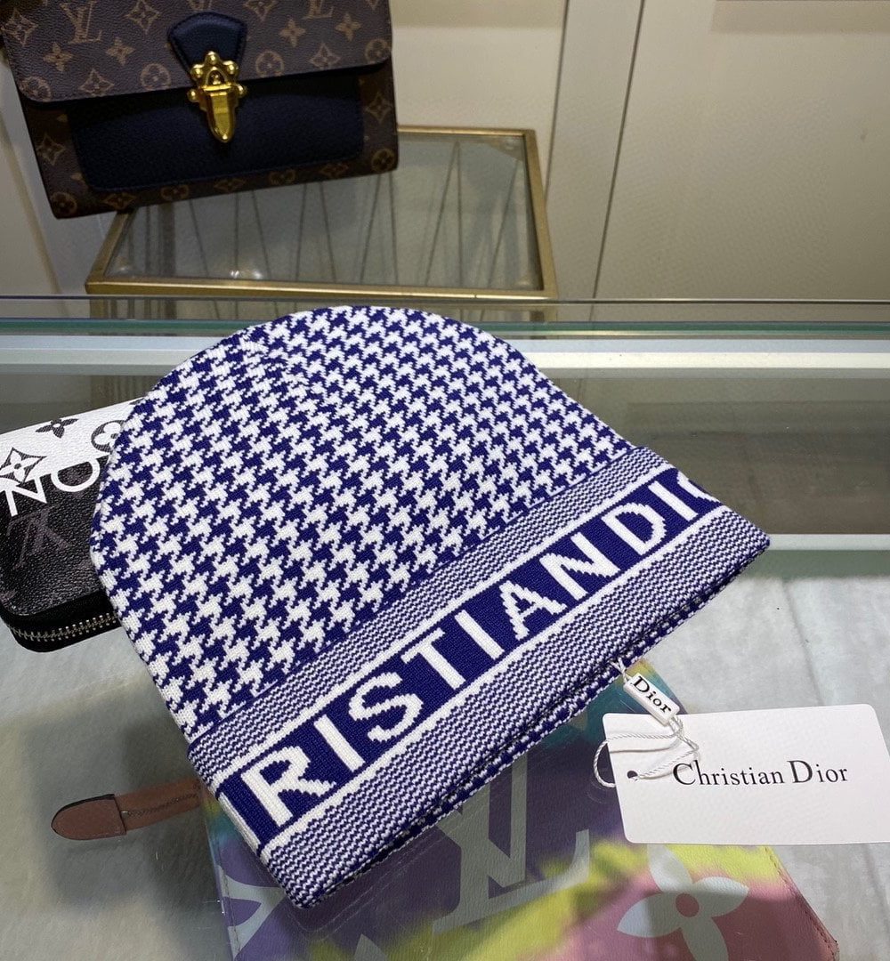 Dior Pompom Beanie In Blue