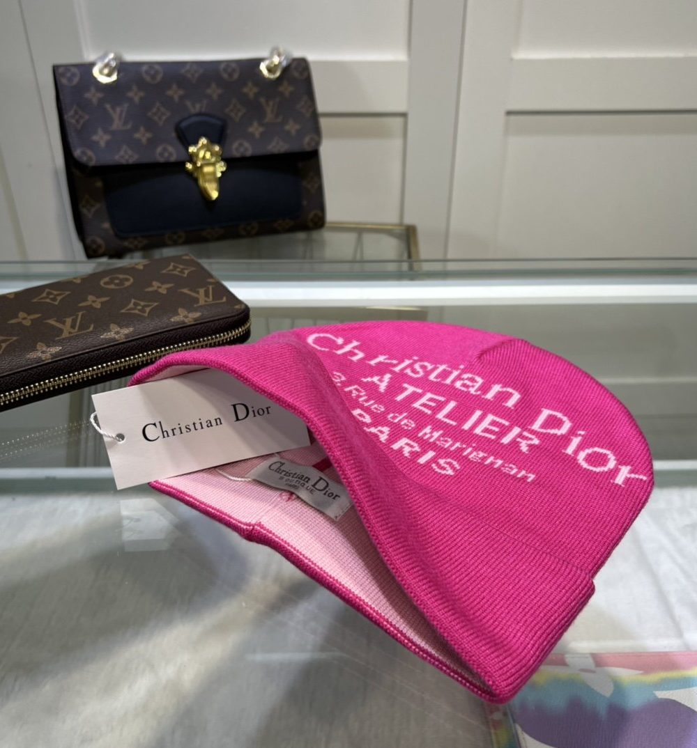 Dior Pompom Beanie In Pink