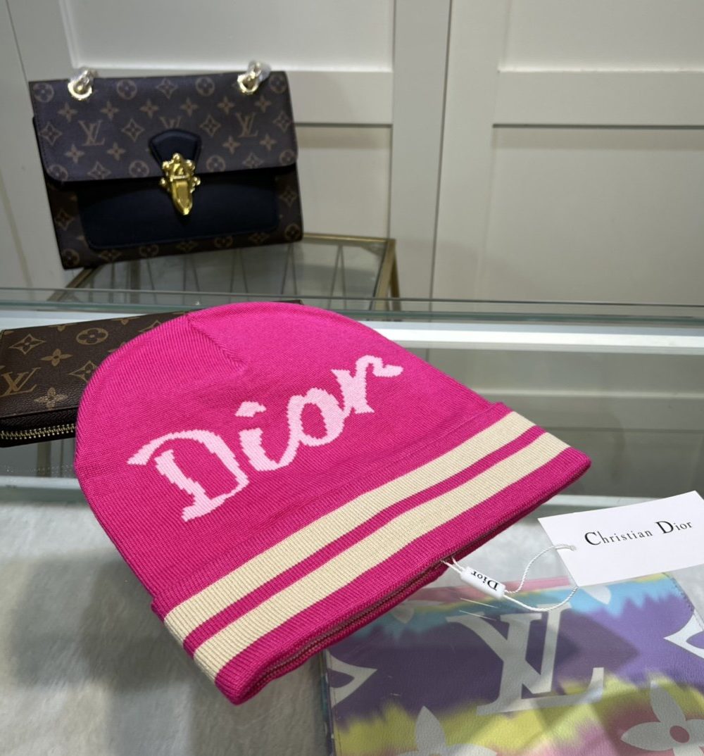 Dior Pompom Beanie In Pink