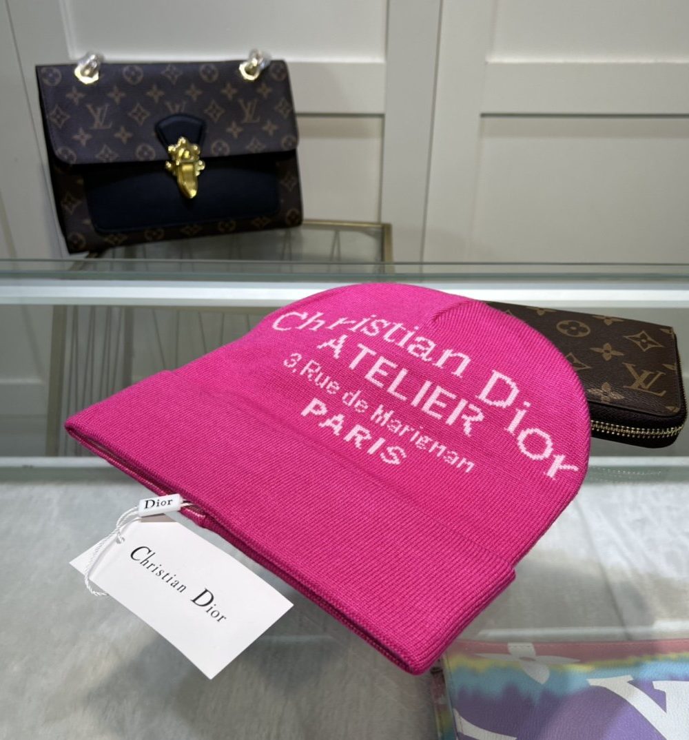 Dior Pompom Beanie In Pink