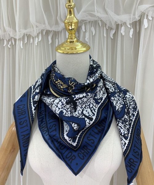 Dior Toile de Jouy Carnivora 90 Square Scarf Blue 35in/90cm