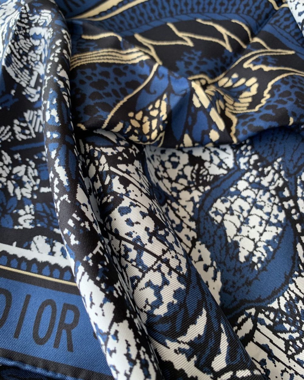 Dior Toile de Jouy Carnivora 90 Square Scarf Blue 35in/90cm 