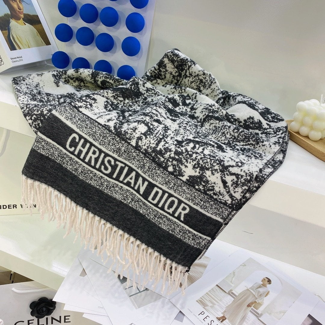 Dior Toile de Jouy Poncho Scarf Grey 71in/180cm - Image 3