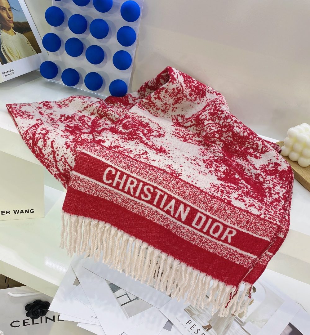 Dior Toile de Jouy Poncho Scarf Pink 71in/180cm 