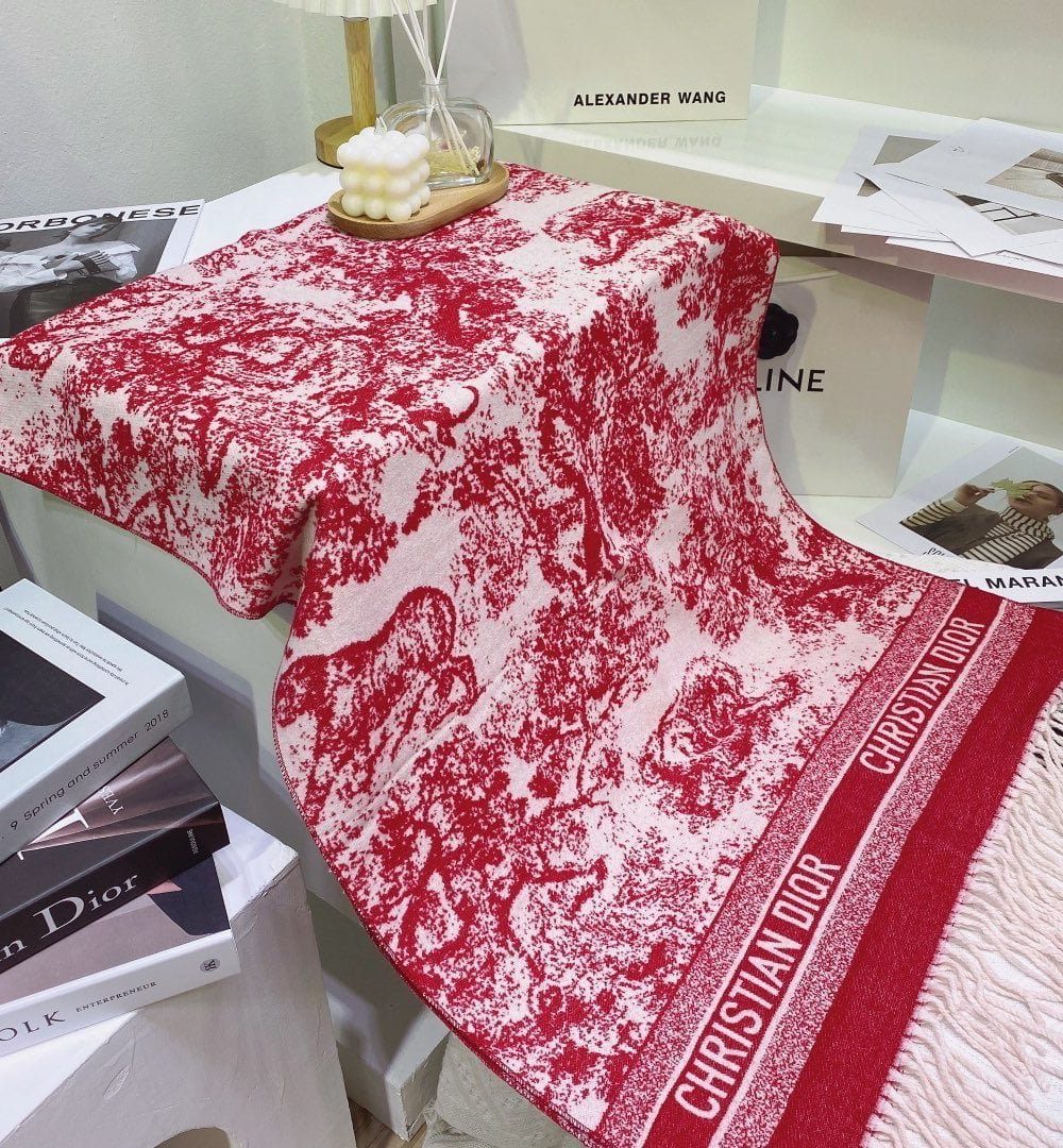 Dior Toile de Jouy Poncho Scarf Pink 71in/180cm 