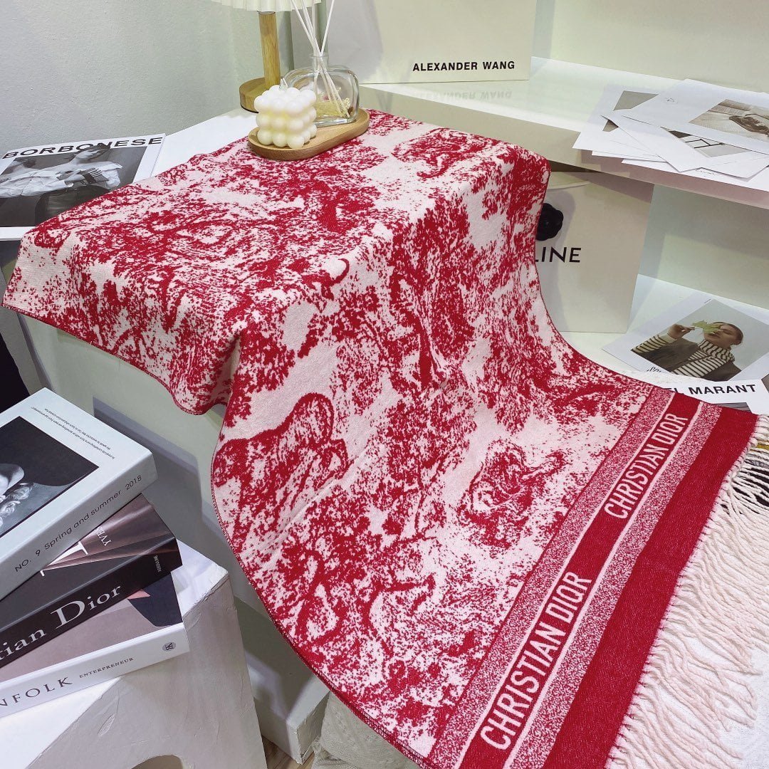 Dior Toile de Jouy Poncho Scarf Pink 71in/180cm - Image 5