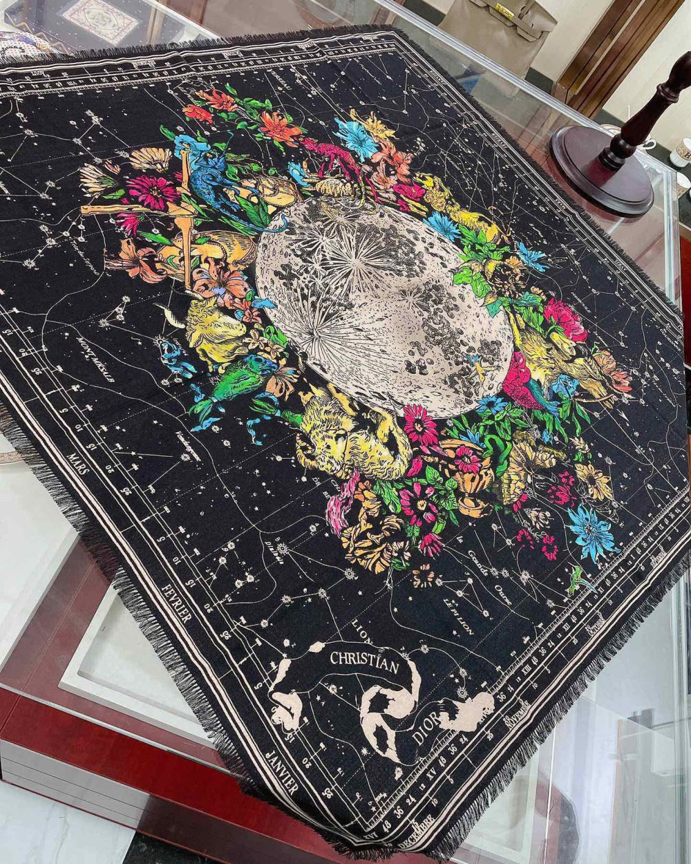 Dior Zodiac 90 Square Black Silk Twill Scarf 110cm/43in 115ZOD090I607_C900