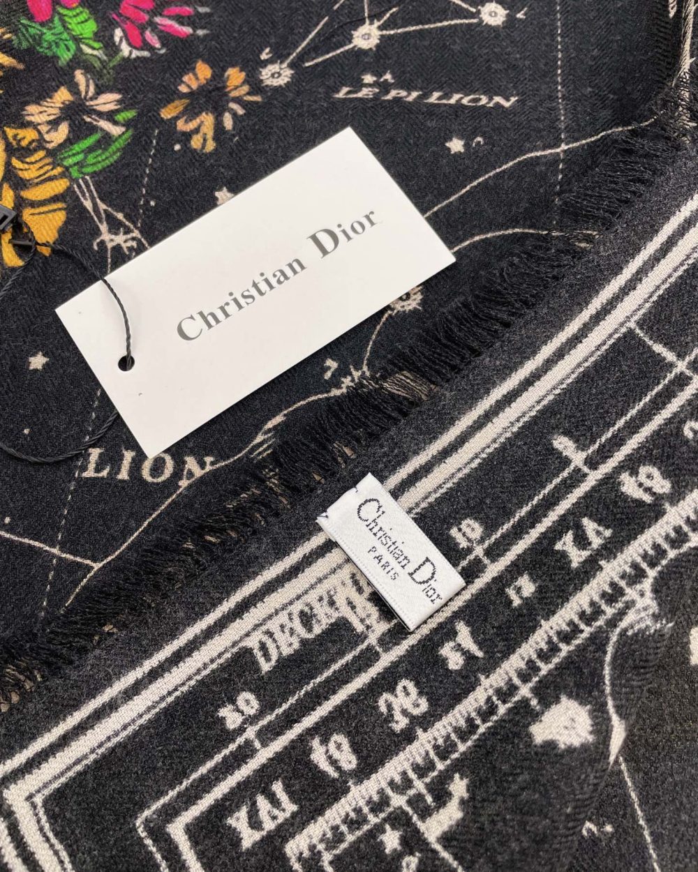 Dior Zodiac 90 Square Black Silk Twill Scarf 110cm/43in 115ZOD090I607_C900 