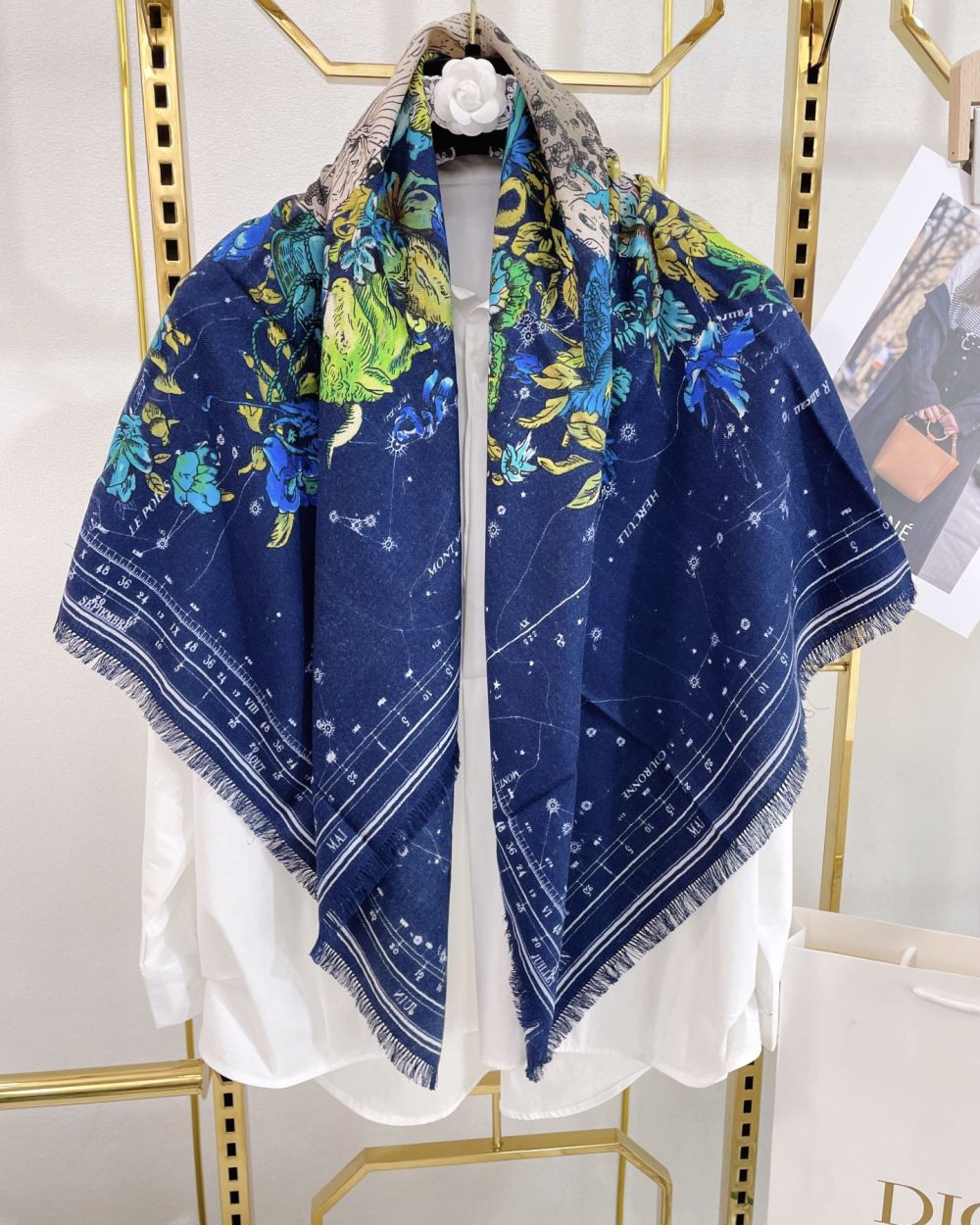 Dior Zodiac 90 Square Navy Blue Silk Twill Scarf 110cm/43in 15ZOD090I607_C540 