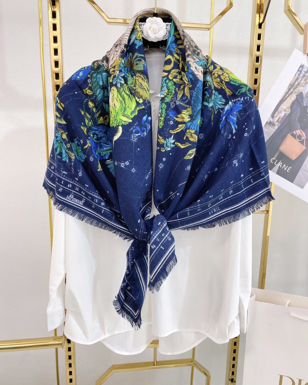 Dior Zodiac 90 Square Navy Blue Silk Twill Scarf 110cm/43in 15ZOD090I607_C540 