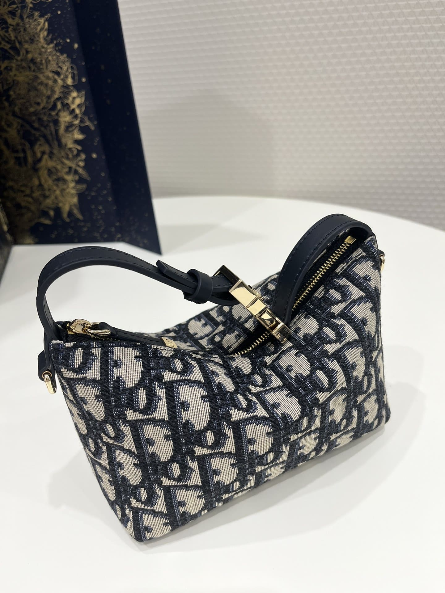 1:1 Replica Diortravel Nomad Pouch Blue For Women 6in/ 15cm - Image 3