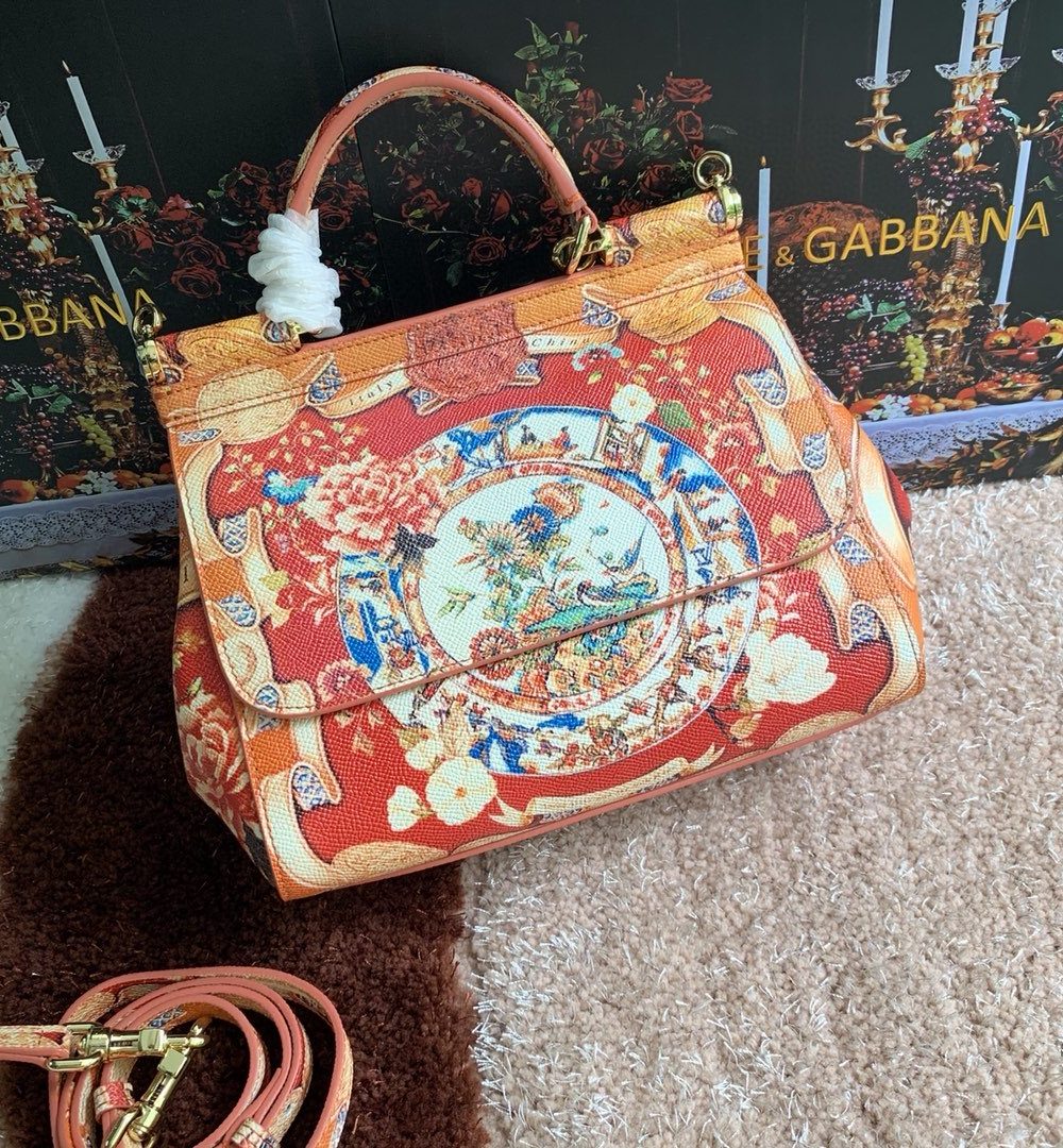 Dolce & Gabbana 90s Sicily Bag With Logo Print Multicolor For Women 10.2in/26cm DG