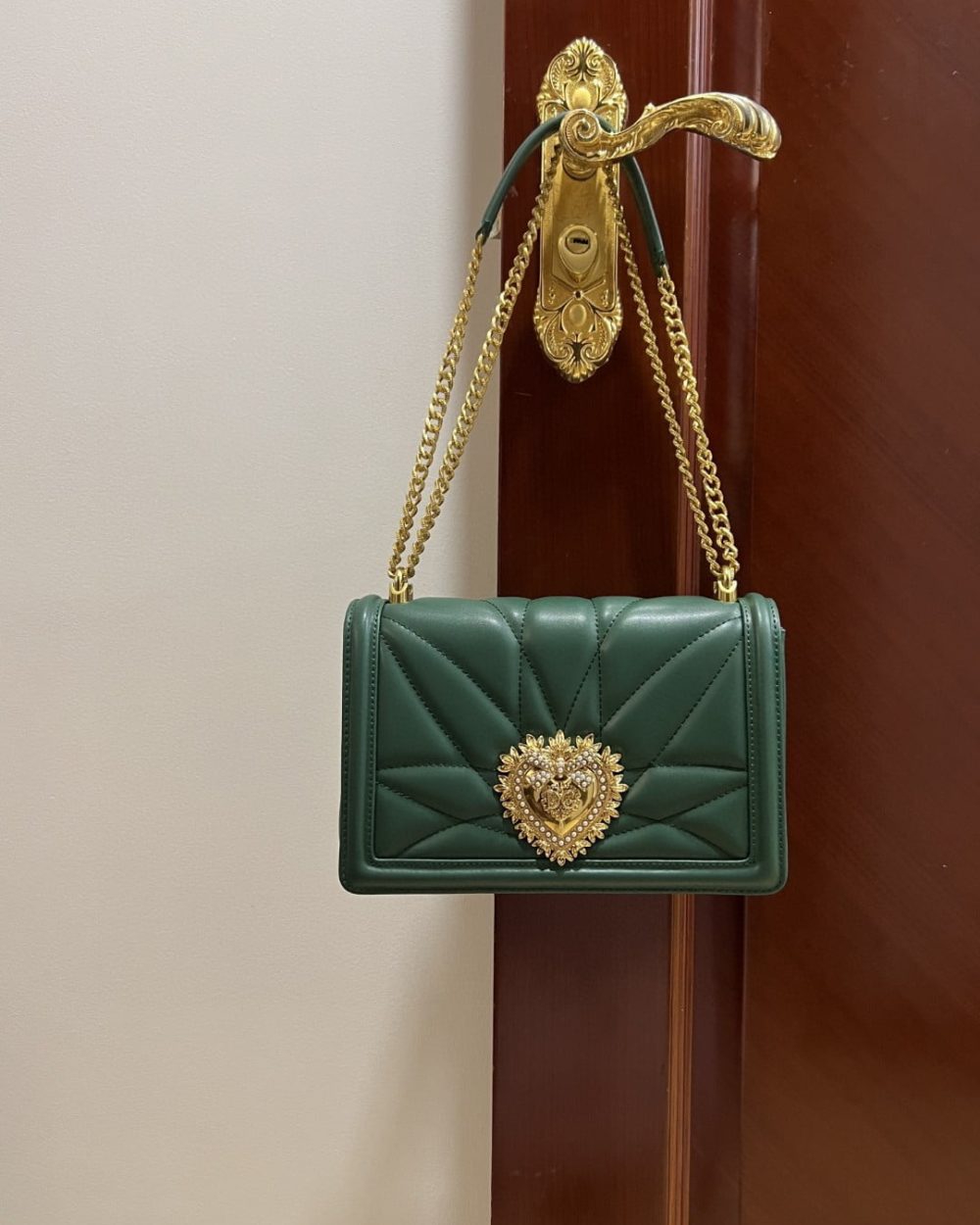 Dolce & Gabbana Large Devotion Bag In Quilted Nappa Green For Women 10in/26cm DG