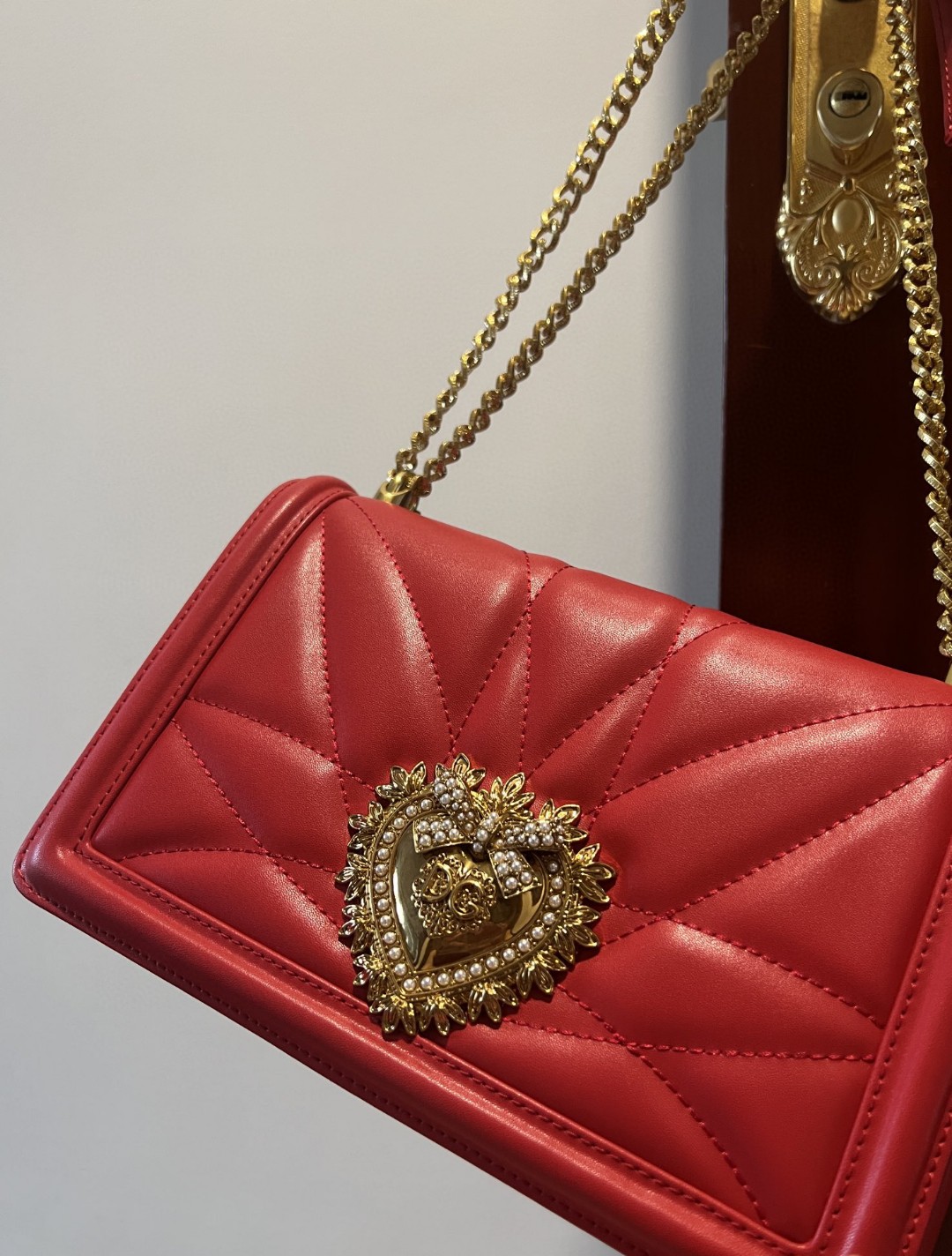 Dolce & Gabbana Large Devotion Bag In Quilted Nappa Red For Women 10in/26cm DG BB6651AV96787124 - Image 9