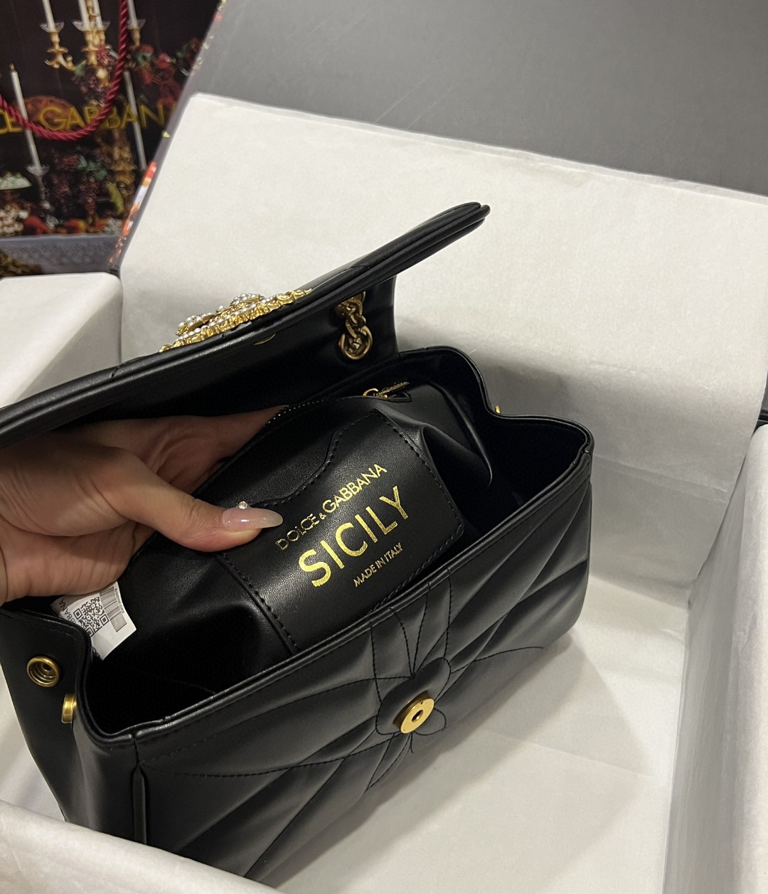 Dolce & Gabbana Large Devotion Shoulder Bag In Quilted Nappa Black For Women 11.4in/29cm DG - Image 9