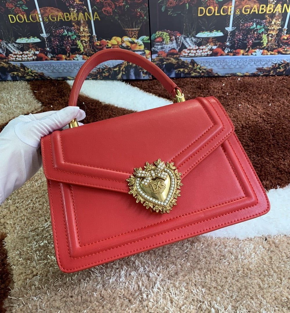 Dolce & Gabbana Medium Devotion Bag Red For Women 9.4in/24cm DG