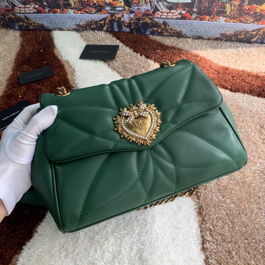 Dolce & Gabbana Medium Devotion Shoulder Bag In Quilted Nappa Green For Women 10.2in/26cm DG - Image 6