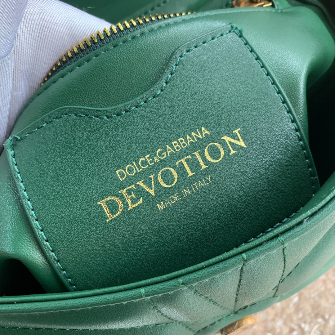 Dolce & Gabbana Medium Devotion Shoulder Bag In Quilted Nappa Green For Women 10.2in/26cm DG - Image 8
