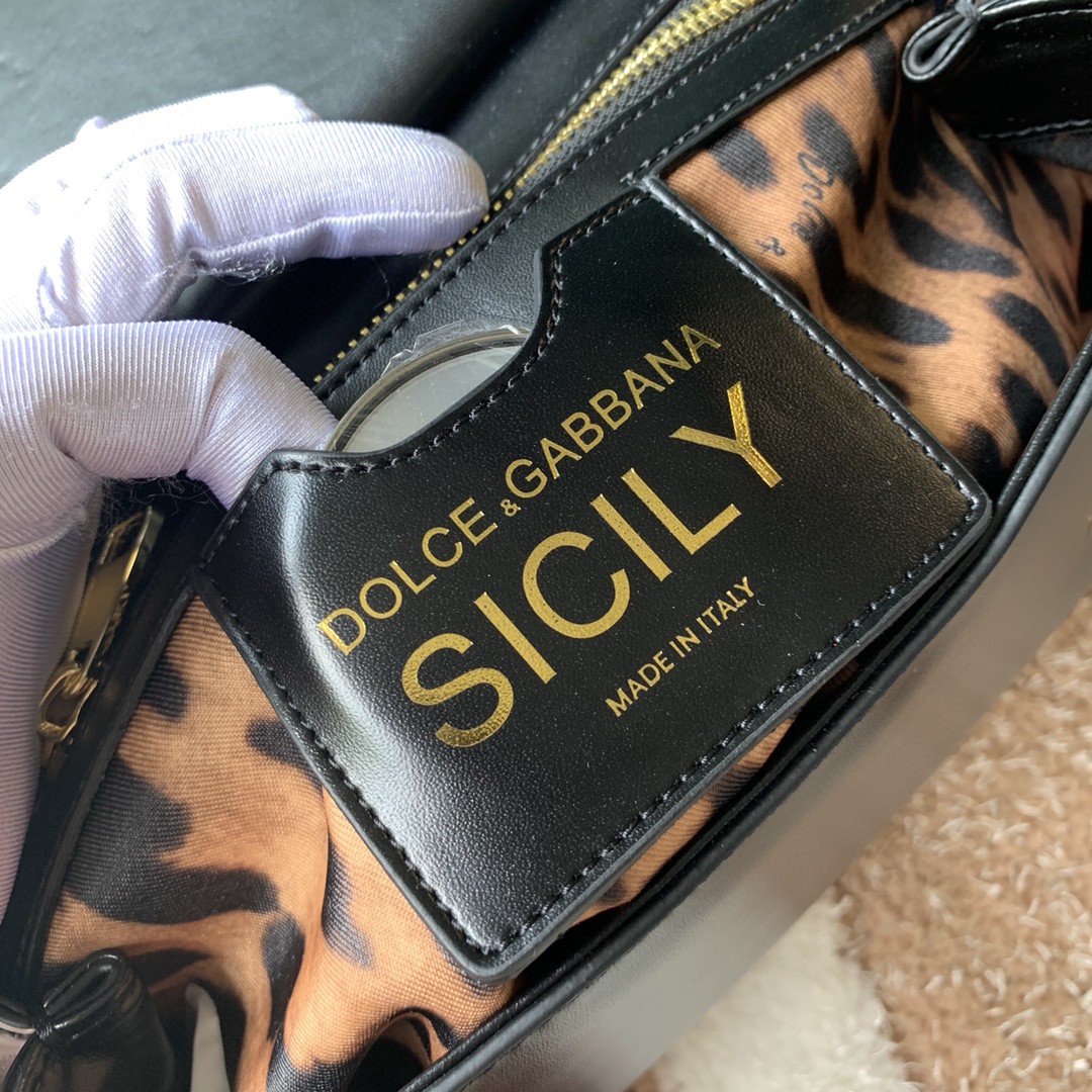 Dolce & Gabbana Medium DG Handbag In Dauphine Black For Women 10.2in/26cm DG - Image 5