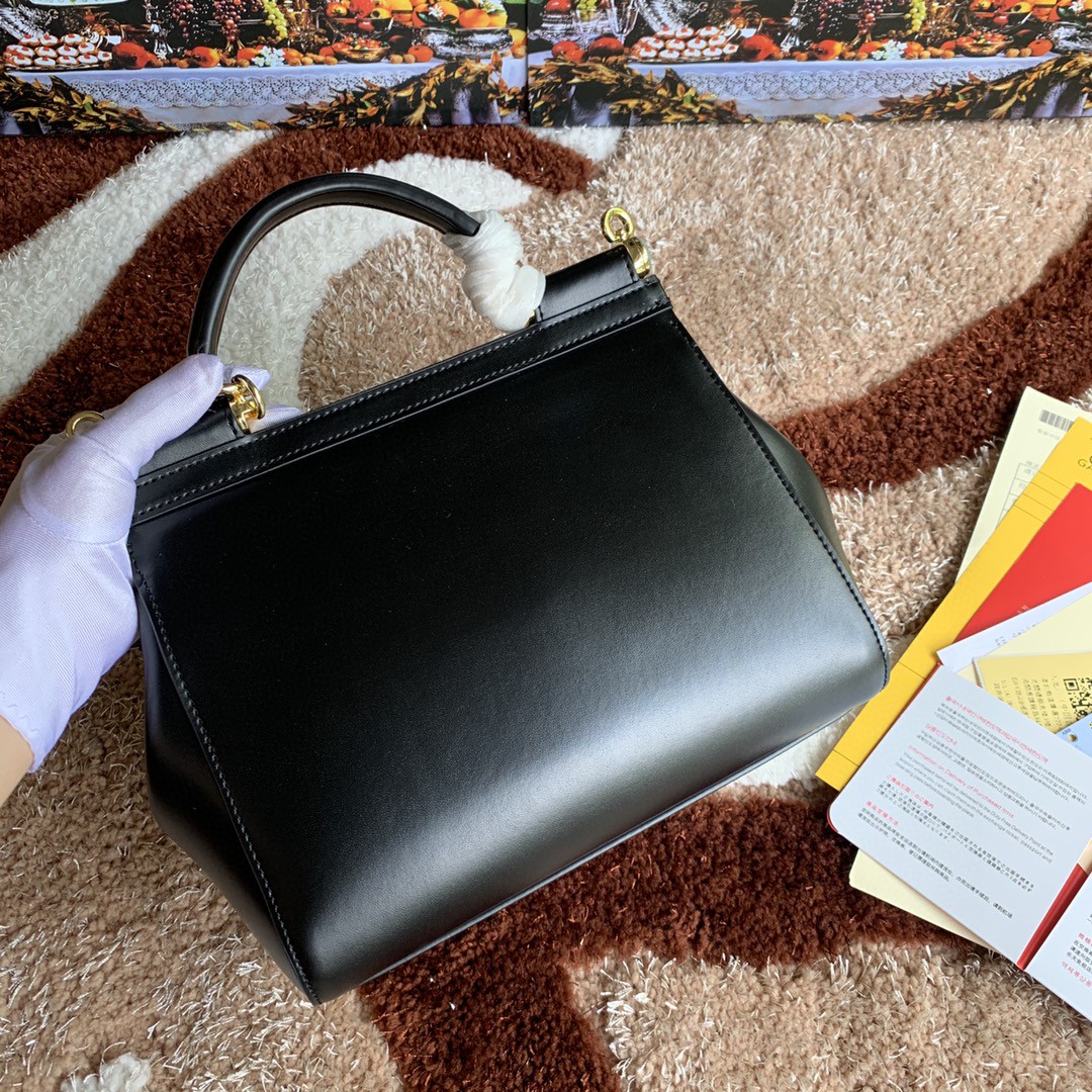 Dolce & Gabbana Medium DG Handbag In Dauphine Black For Women 10.2in/26cm DG - Image 3