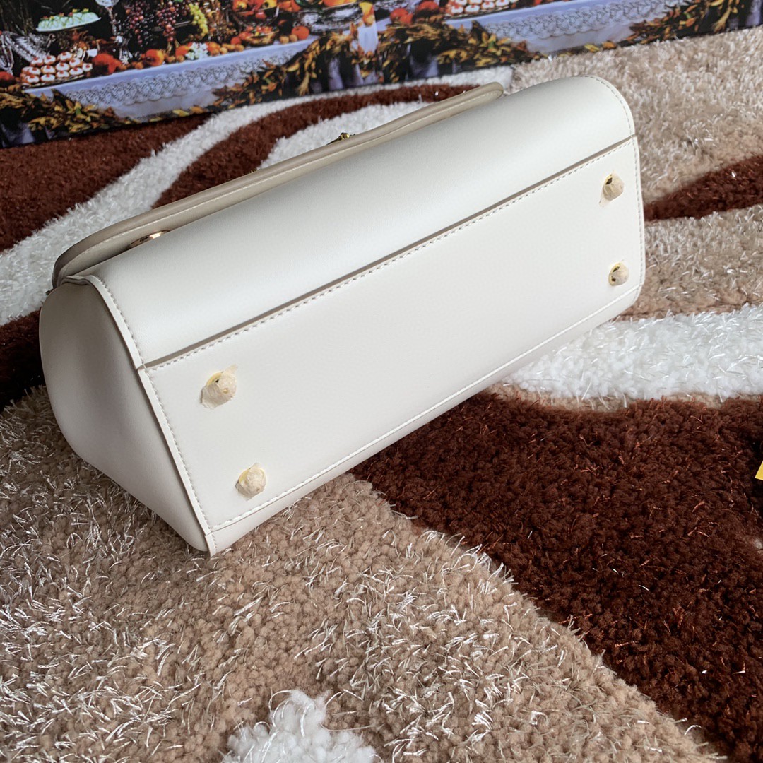 Dolce & Gabbana Medium DG Handbag In Dauphine White For Women 10.2in/26cm DG - Image 4