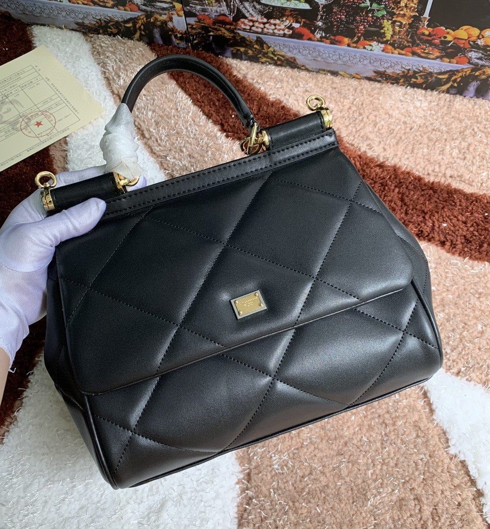 Dolce & Gabbana Medium Sicily Bag In Quilted Black For Women 10.2in/26cm DG BB6002AW59180999