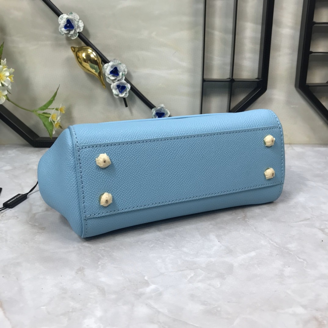 Dolce & Gabbana Medium Sicily Handbag In Dauphine Blue For Women 10.2in/26cm DG BB4347A10018H422 - Image 3