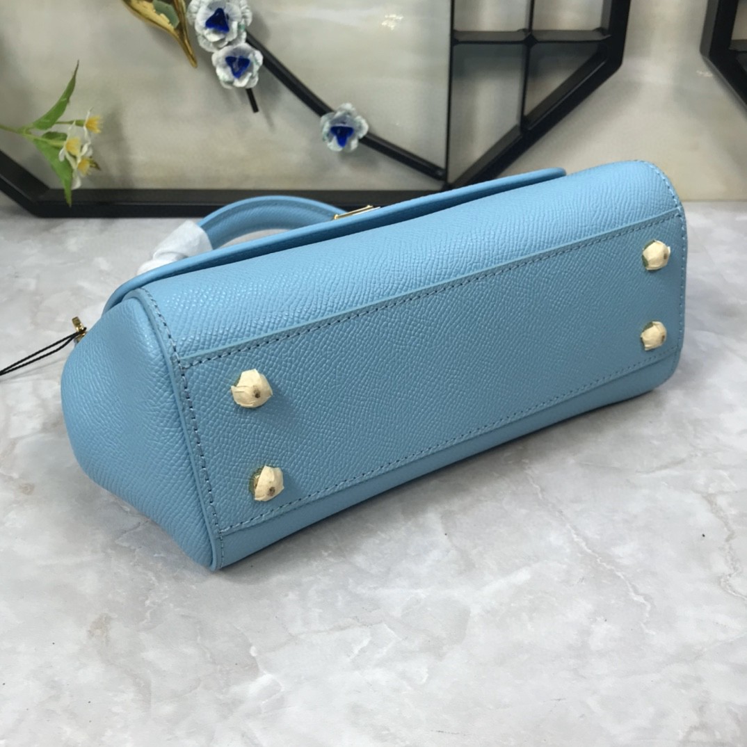 Dolce & Gabbana Medium Sicily Handbag In Dauphine Blue For Women 10.2in/26cm DG BB4347A10018H422 - Image 4