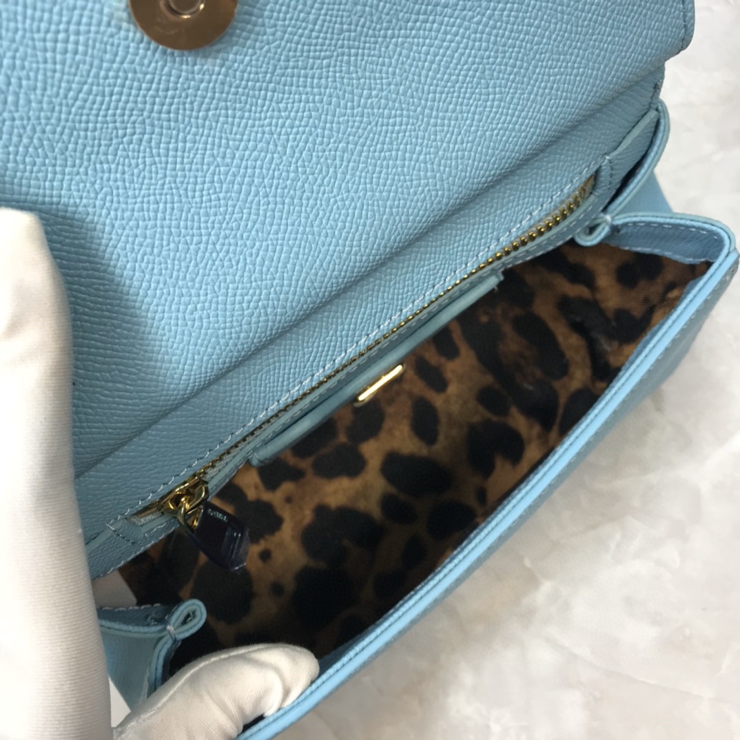 Dolce & Gabbana Medium Sicily Handbag In Dauphine Blue For Women 10.2in/26cm DG BB4347A10018H422 - Image 8