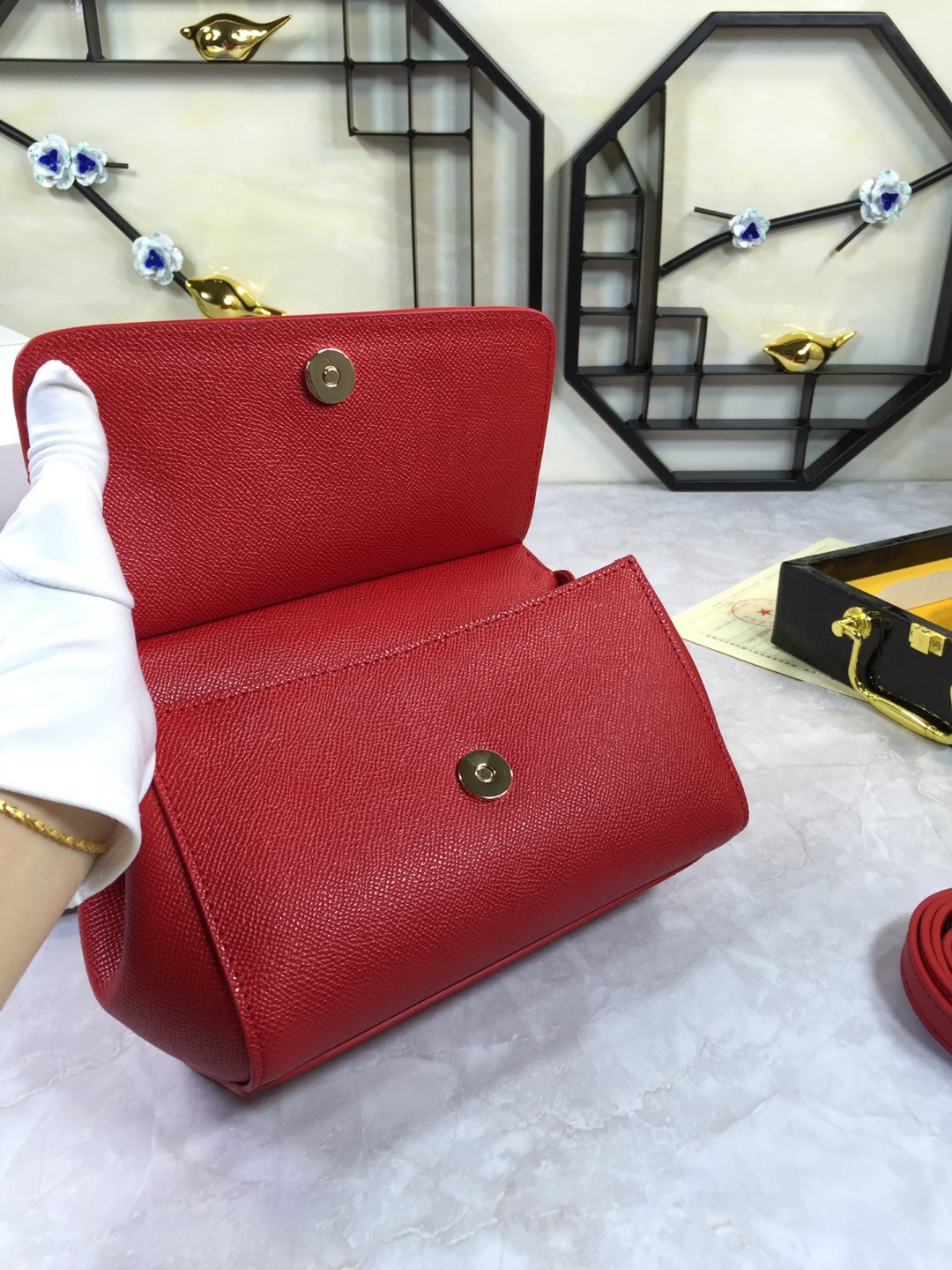 Dolce & Gabbana Medium Sicily Handbag In Dauphine Red For Women 10.2in/26cm DG BB4347A100180303 - Image 4