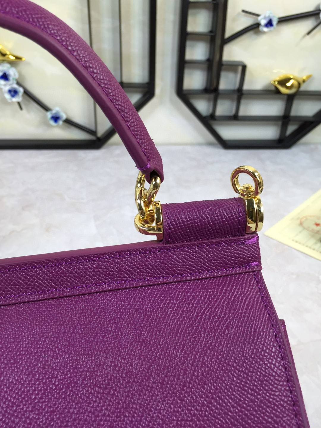 Dolce & Gabbana Medium Sicily Handbag In Dauphine Violet For Women 10.2in/26cm DG - Image 4