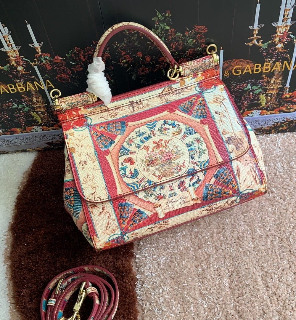 Dolce & Gabbana Medium Sicily Handbag Unique Print Motifs Muticolour For Women 10.2in/26cm DG