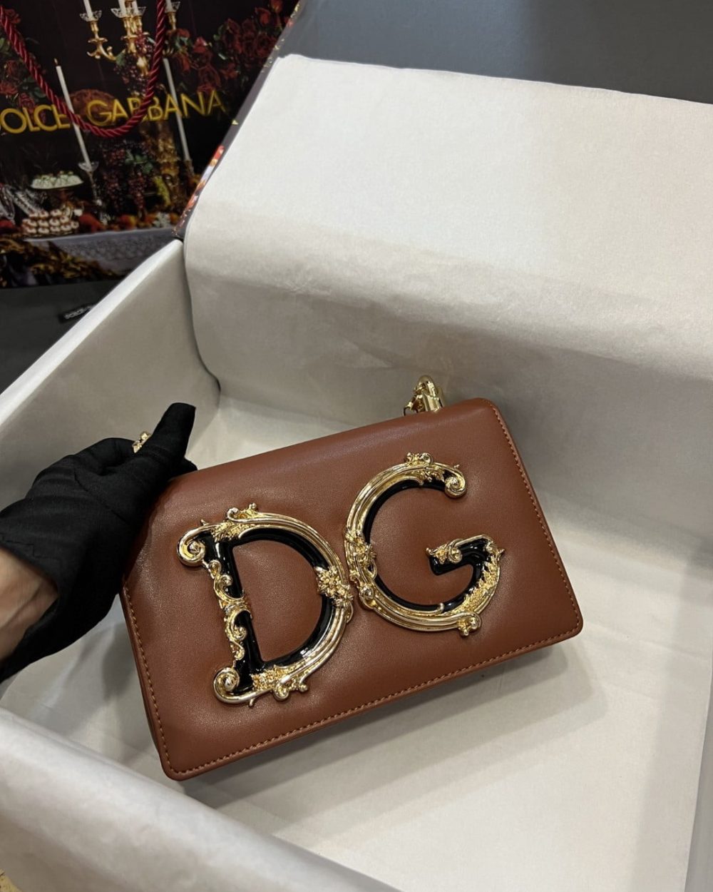 Dolce & Gabbana Nappa DG Girls Shoulder Bag Brown For Women 8.3in/21cm DG