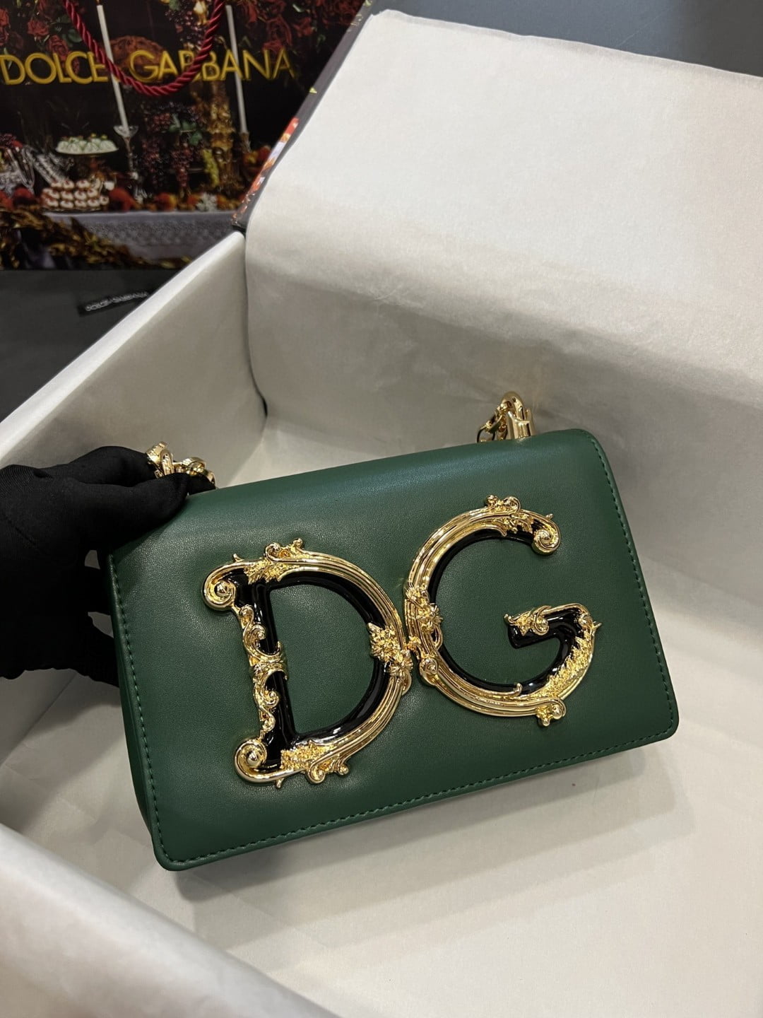 Dolce & Gabbana Nappa DG Girls Shoulder Bag Green For Women 8.3in/21cm DG