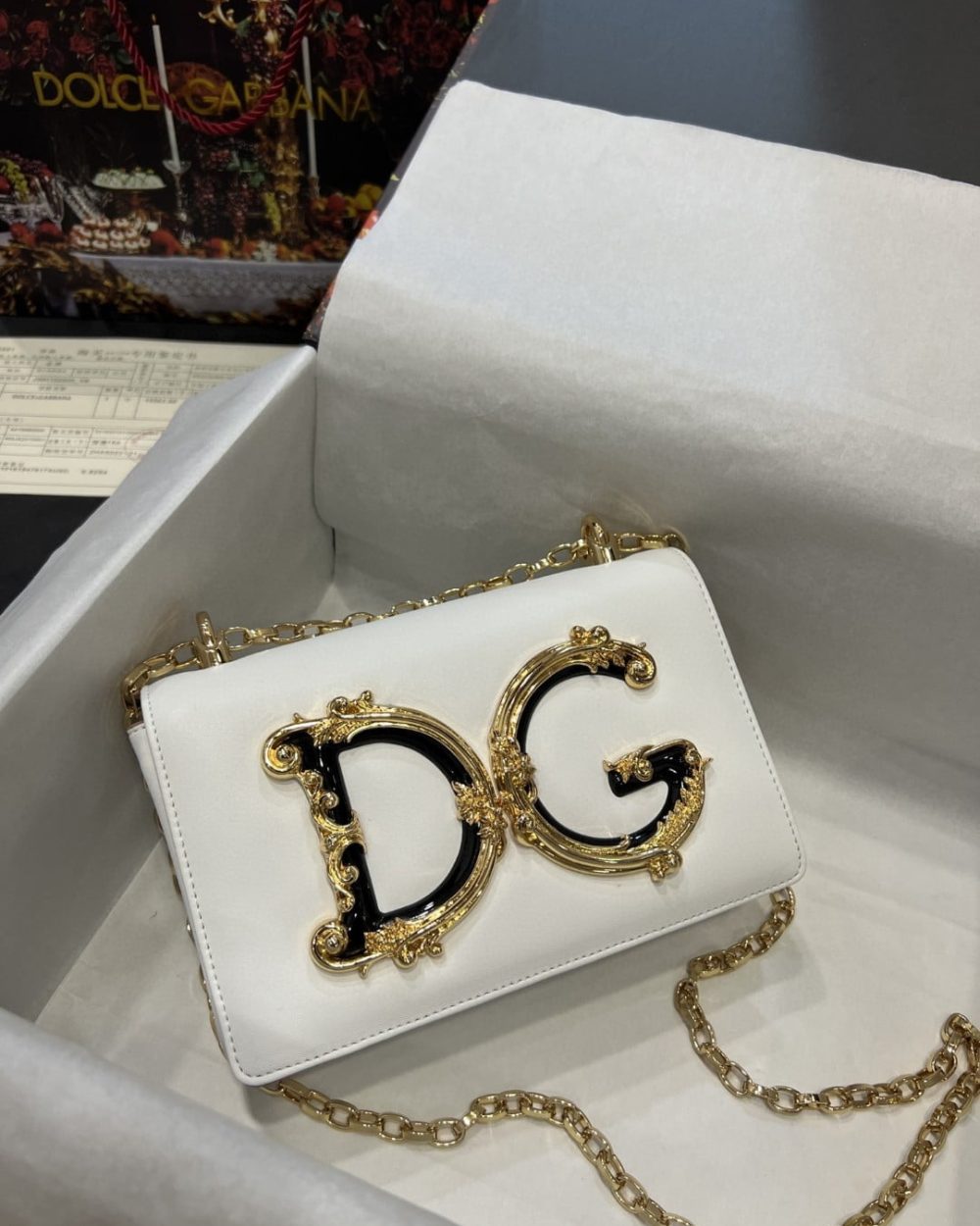 Dolce & Gabbana Nappa DG Girls Shoulder Bag White For Women 8.3in/21cm DG BB6498AZ80180001