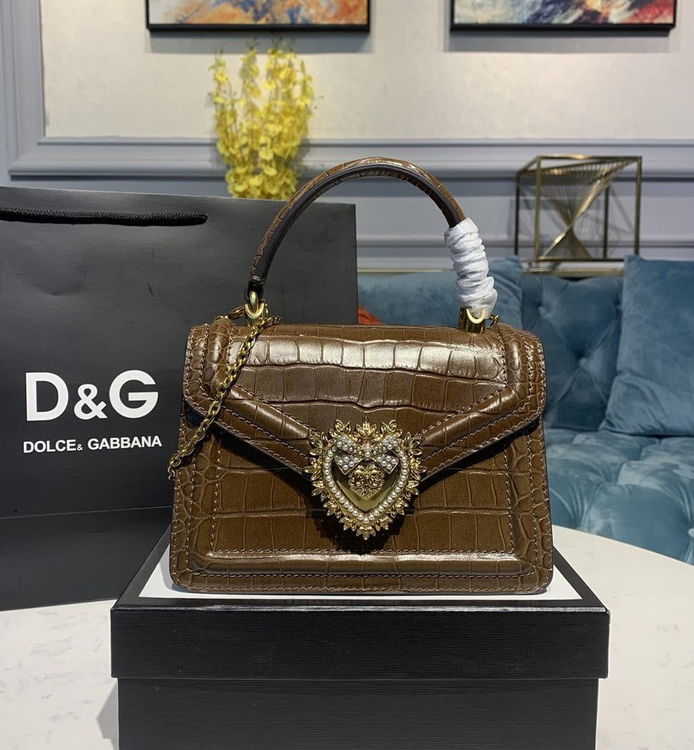 Dolce & Gabbana Small Devotion Bag Brown For Women 7.5in/19cm