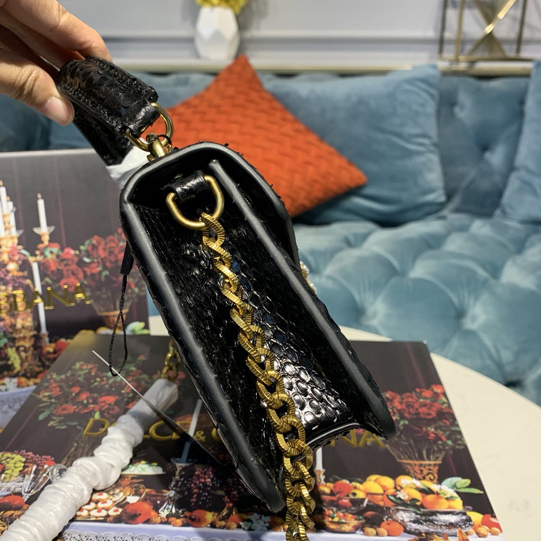 Dolce & Gabbana Small Devotion Bag In Printed Solid Pattern Black For Women 7.5in/19cm DG - Image 6