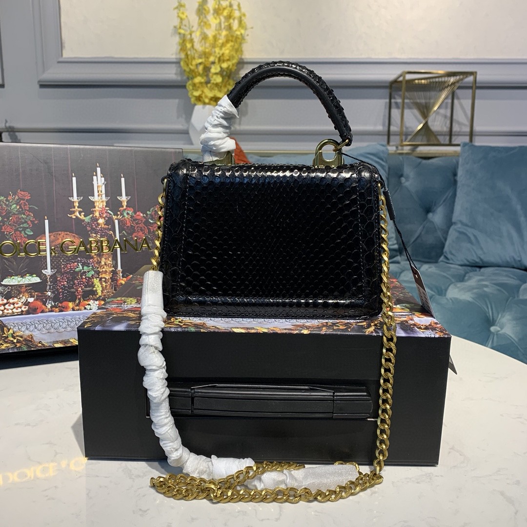 Dolce & Gabbana Small Devotion Bag In Printed Solid Pattern Black For Women 7.5in/19cm DG - Image 5