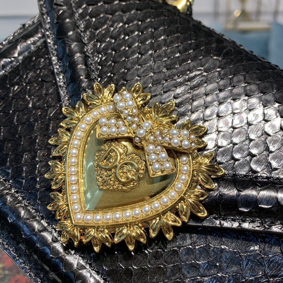 Dolce & Gabbana Small Devotion Bag In Printed Solid Pattern Black For Women 7.5in/19cm DG - Image 8