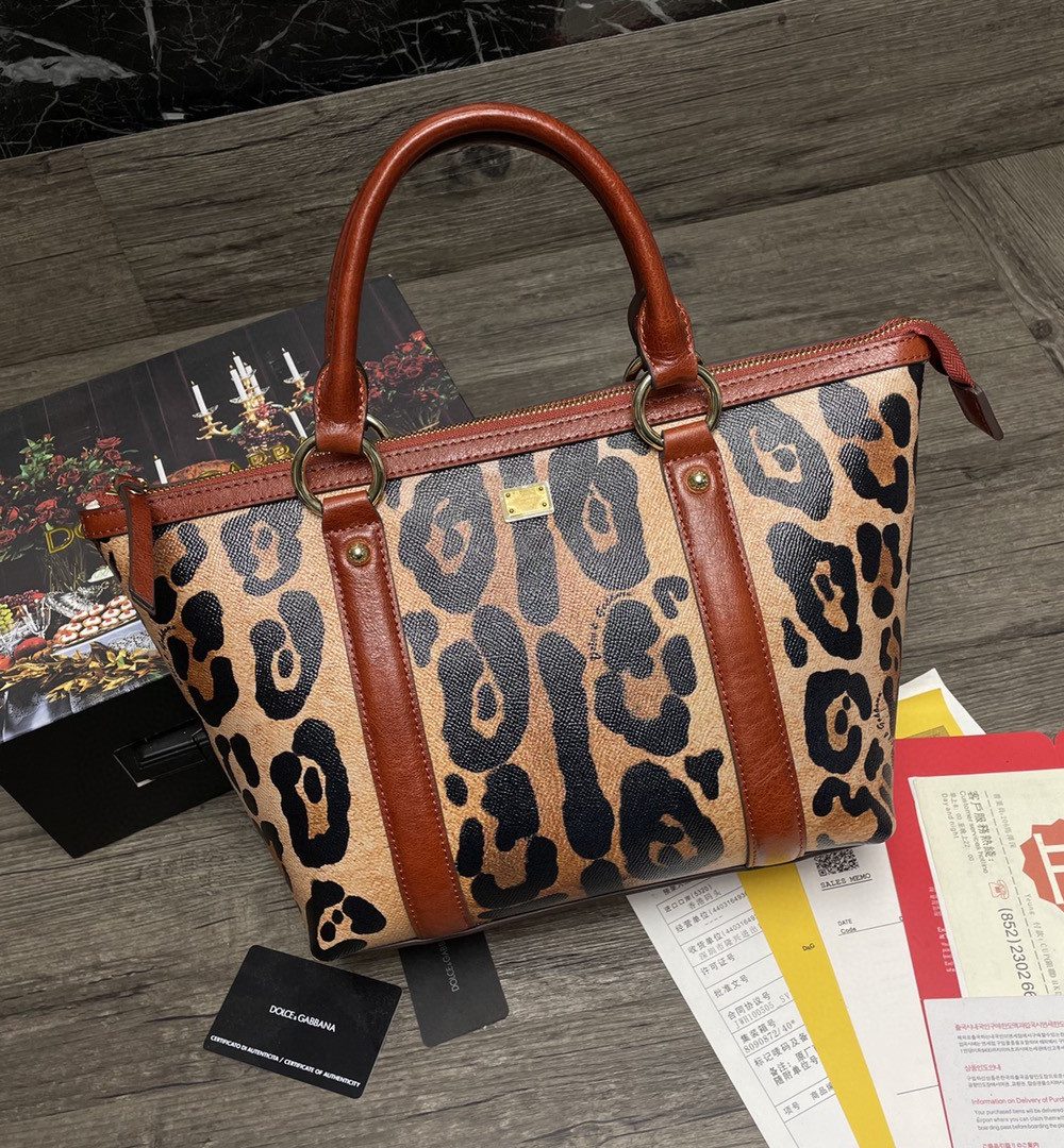 Dolce & Gabbana Small Leopard-Print Crespo Shopper With Branded Plate Muticolour For Women 10.4in/26cm DG BB2216AW384HYNBM