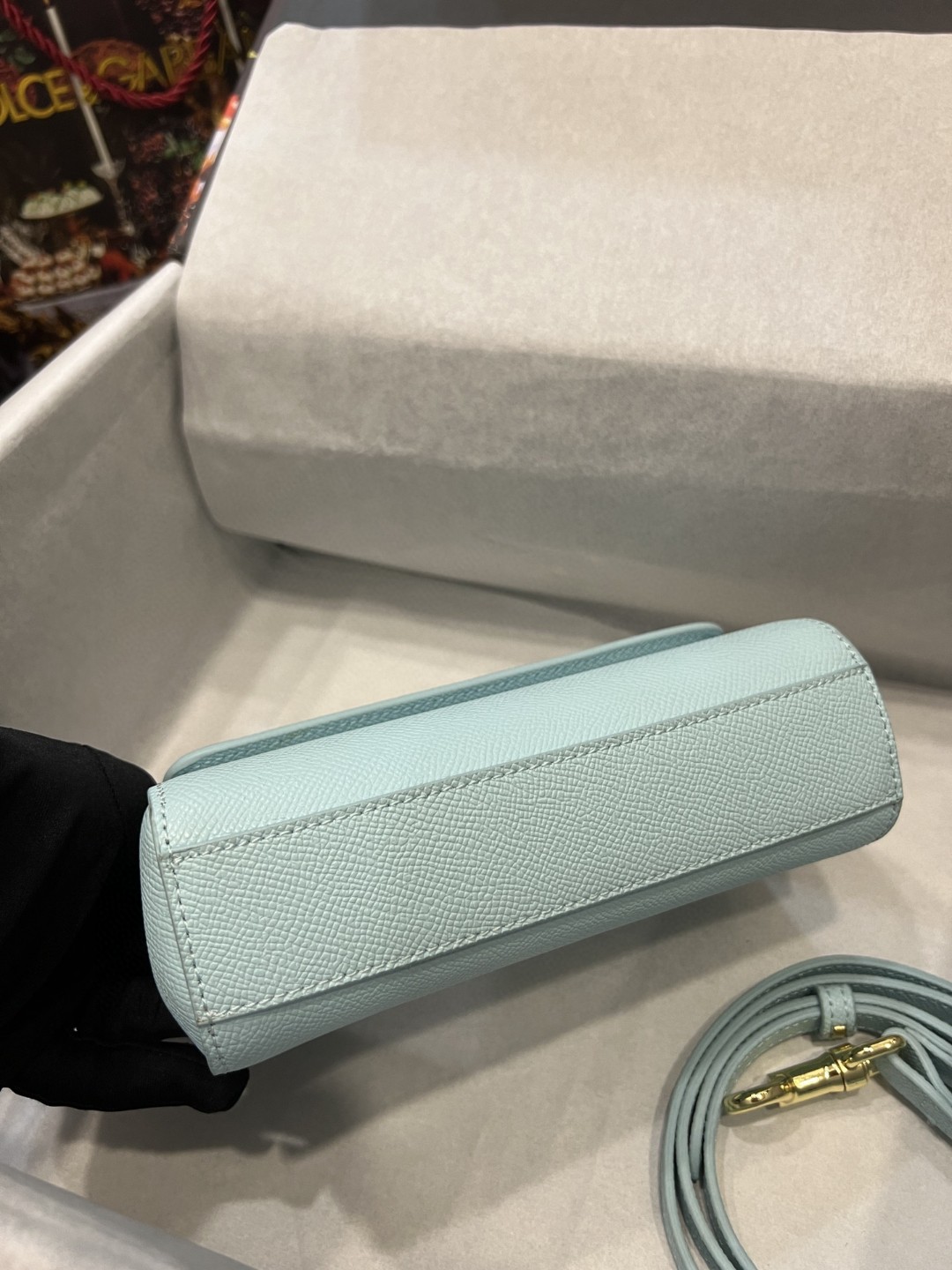 Dolce & Gabbana Small Sicily Bag In Dauphine Azure For Women 7.5in/19cm DG - Image 8