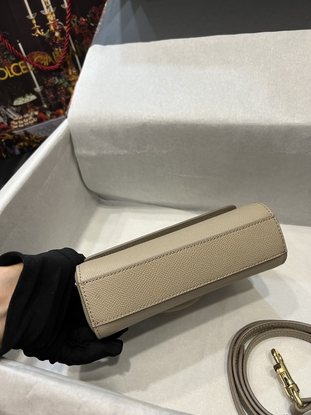 Dolce & Gabbana Small Sicily Bag In Dauphine Beige For Women 7.5in/19cm DG - Image 3