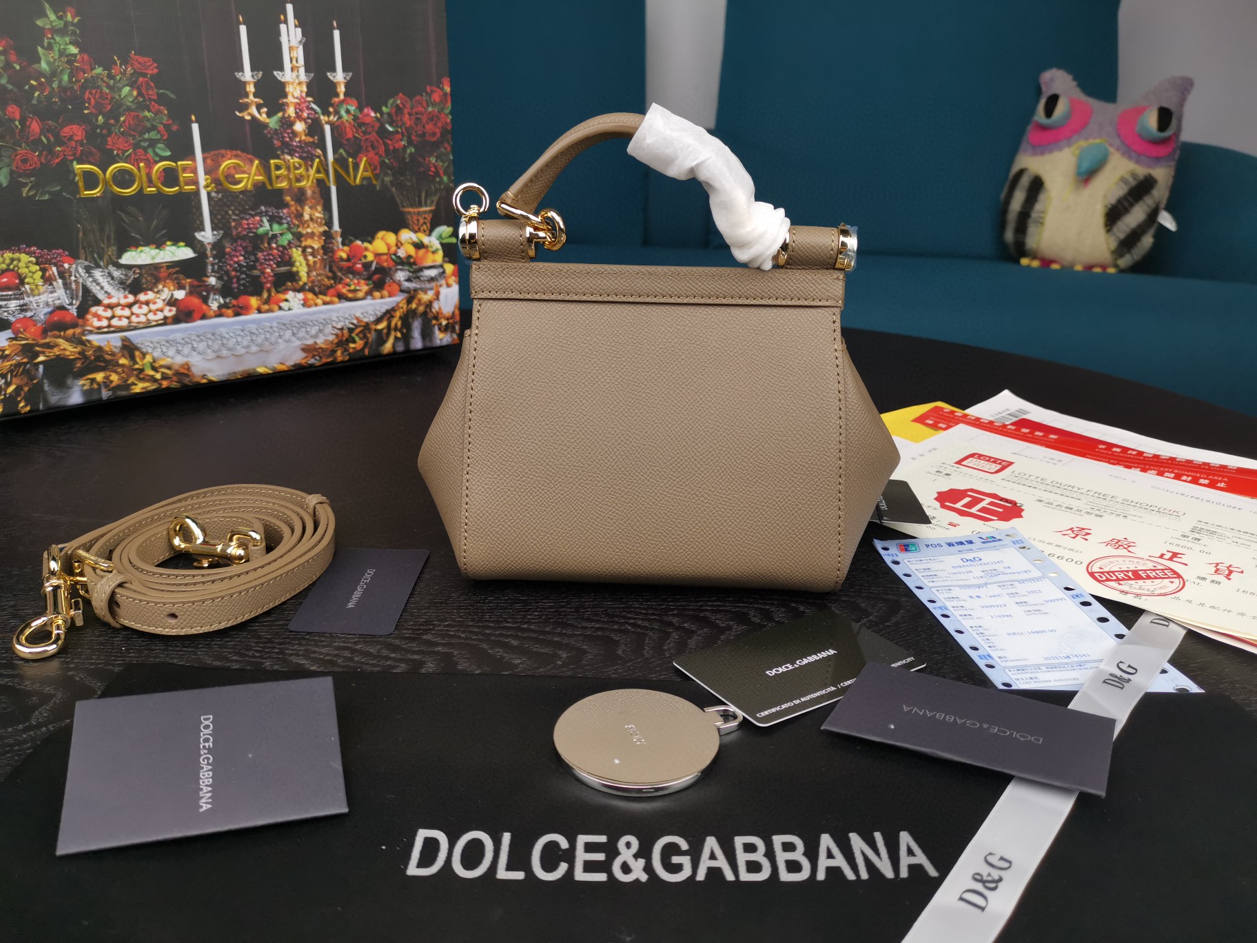 Dolce & Gabbana Small Sicily Bag In Dauphine Beige For Women 7.5in/19cm DG - Image 5