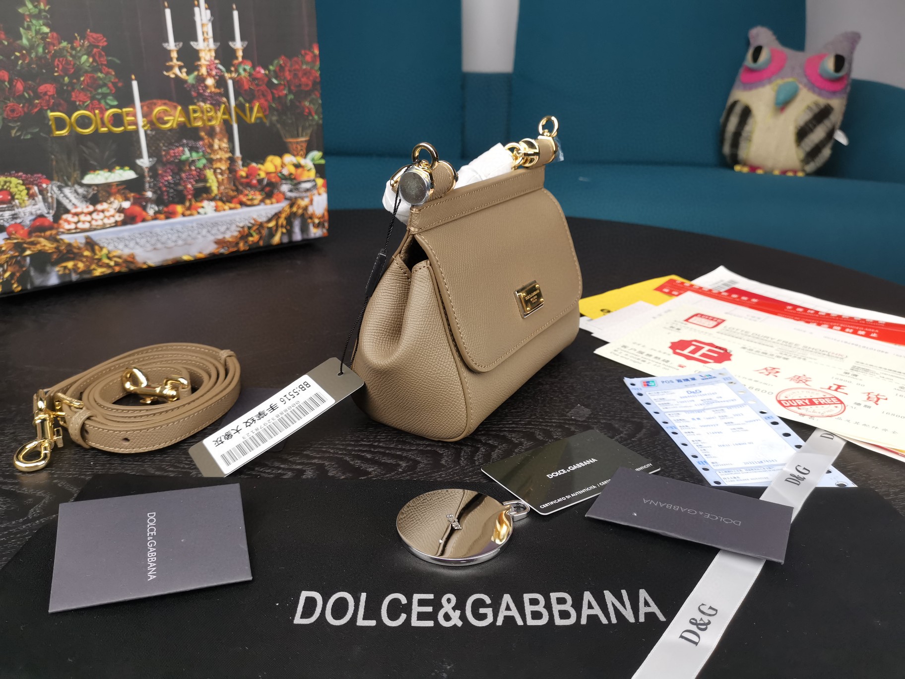 Dolce & Gabbana Small Sicily Bag In Dauphine Beige For Women 7.5in/19cm DG - Image 2
